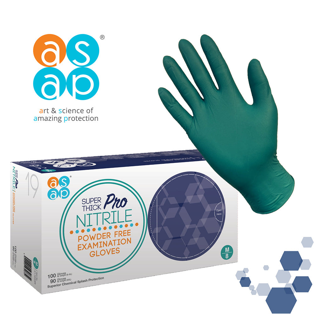 A teal green disposable nitrile gloves