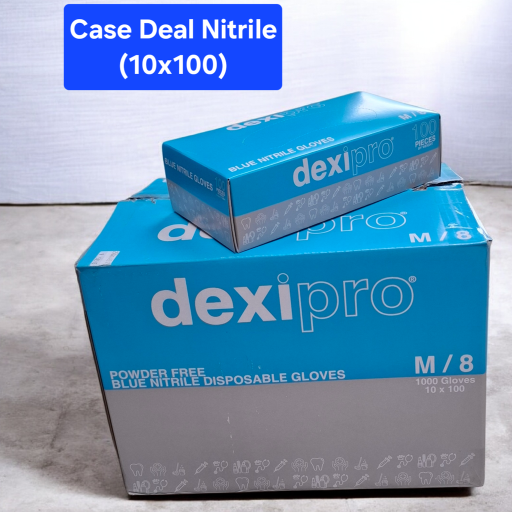 CASE 10 X 100 Blue Powder-Free Nitrile gloves - Dexipro