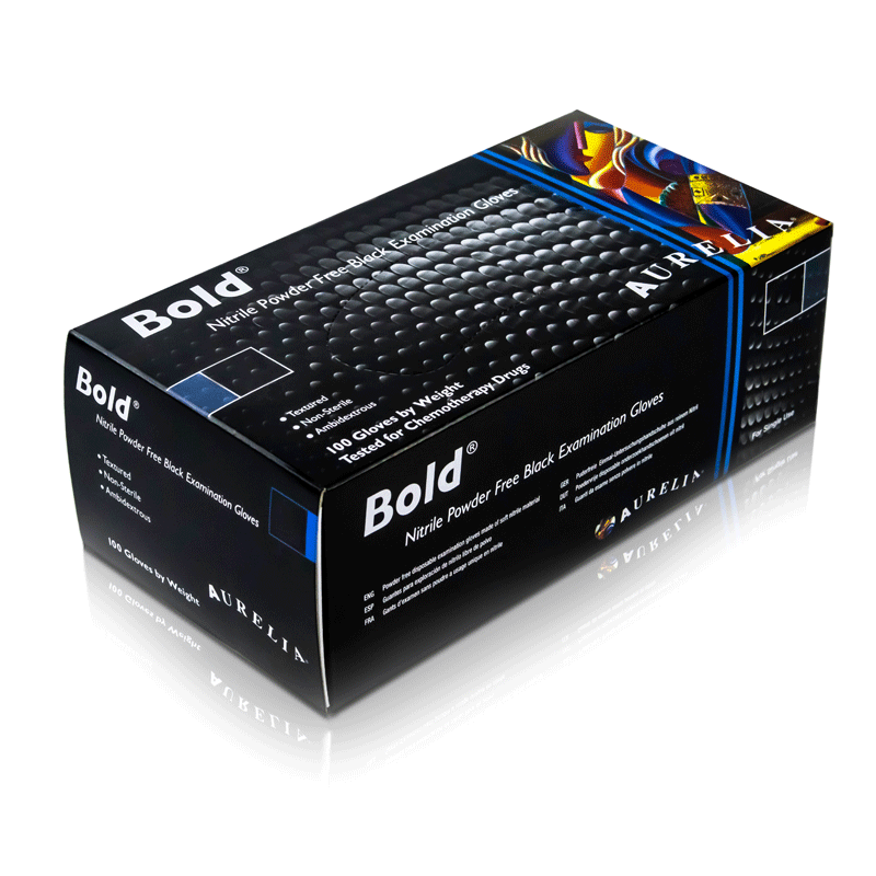 Aurelia Bold Black Nitrile Gloves (Latex Free - 100Pk)