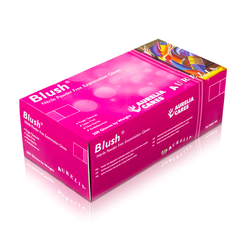 Aurelia Blush Pink Nitrile Gloves (Latex Free - 200Pk)