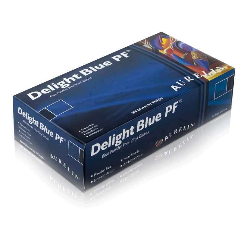 Aurelia Blue Delight Vinyl Gloves (Powder Free -100Pk)