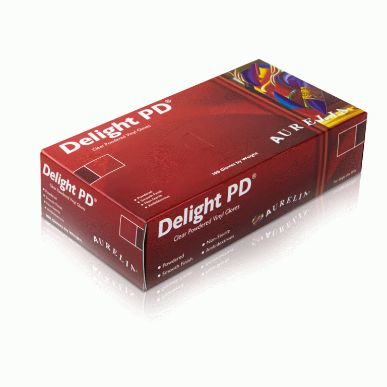 Aurelia Delight Clear Powdered  vinyl Gloves